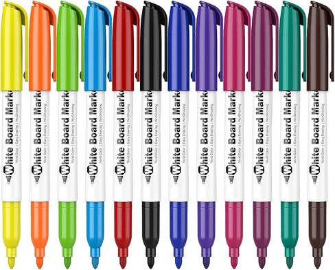 SFAIH Dry Erase Markers Fine Tip - 72 Pack 12 Assorted Color Whiteboard Markers, Fine Tip Dry Erase Markers For Kids Adults, Color Markers for Classroom in Kuwait