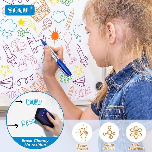 SFAIH Dry Erase Markers Fine Tip - 72 Pack 12 Assorted Color Whiteboard Markers, Fine Tip Dry Erase Markers For Kids Adults, Color Markers for Classroom in Kuwait