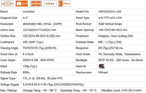 6.2 Inch HSD062IDW1 LCD Display Screen Panel for Car DVD GPS Navigation Central Control Multimedia Industrial Equipment Replacement Parts in Saudi Arabia