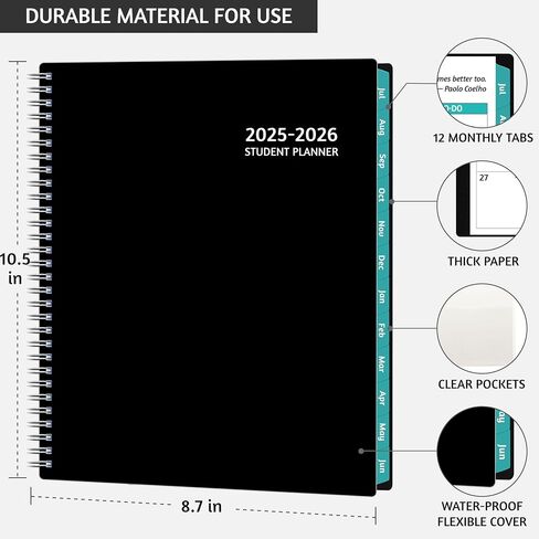 student planner 2025-2026, Weekly and Monthly Academic Year Planner Calendar, Jul 2025 - Jun 2026, 8.5" x 10.5", School Planner 2025-2026 with Practical Stickers, Flexible Cover, Pocket, Laminated Tabs in Saudi Arabia