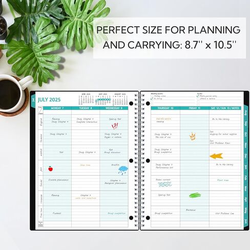 student planner 2025-2026, Weekly and Monthly Academic Year Planner Calendar, Jul 2025 - Jun 2026, 8.5" x 10.5", School Planner 2025-2026 with Practical Stickers, Flexible Cover, Pocket, Laminated Tabs in Saudi Arabia