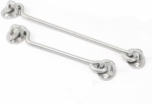 Door latch Cabin Hook Latch, Hook and Eye Latch Set, 16 Inch Cabin Hook,Stainless Steel Eye Latch Privacy Hooks Door with Screws Lock for Gate Shutters Window Slide Barn Shed Black,2pcs(Silver,14 Inch in Saudi Arabia