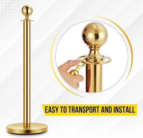2PCS GOLD Stanchion Post ، 5 أقدام حمراء الحبل الحبل الأحمر حبال وأعمدة السجادة الحمر in Kuwait