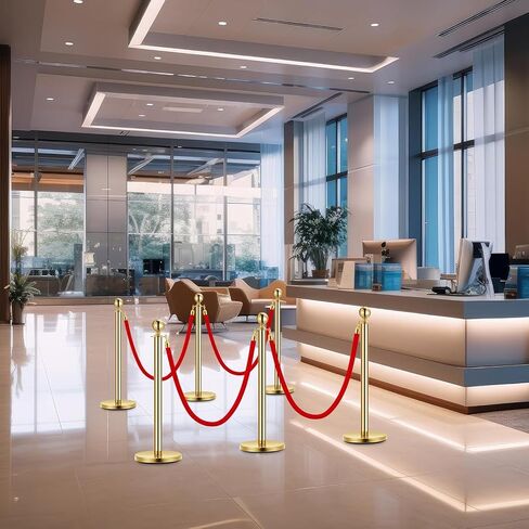 2PCS GOLD Stanchion Post ، 5 أقدام حمراء الحبل الحبل الأحمر حبال وأعمدة السجادة الحمر in Kuwait