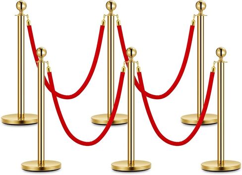 2PCS GOLD Stanchion Post ، 5 أقدام حمراء الحبل الحبل الأحمر حبال وأعمدة السجادة الحمر in Kuwait