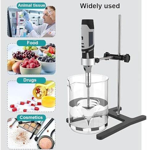 High-Speed Lab Cell Tissue Homogenizer, 0.5-250ml Capacity, 6 Adjustable Speeds, Includes 6mm, 8mm, 10mm Heads & H-Shaped Stand for Laboratory Use in Kuwait