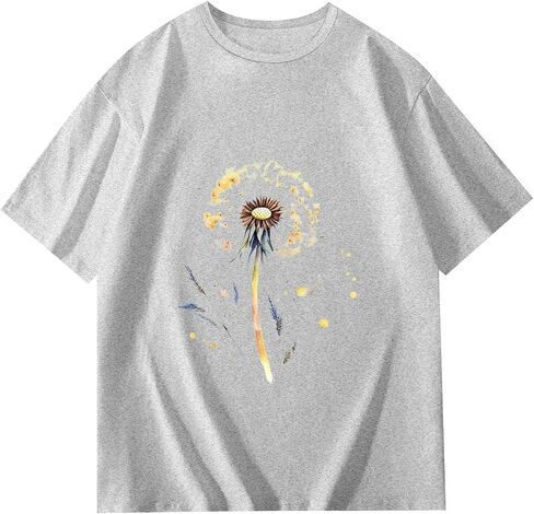 Tshirts كبيرة الحجم لفتاة Kids الرسومات المحملات الزهرية طاقم الرقبة القصيرة بلوزة شباب الصيف غير الرسمي قمم فضفاضة كبيرة الحجم in Saudi Arabia