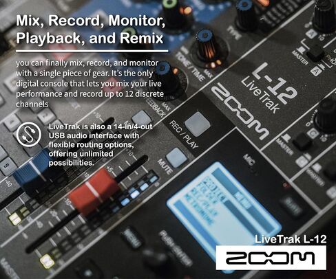 Zoom LiveTrak L-12 Digital Mixer & Multitrack Recorder Bundle With Zoom ZDM-1 Podcast Dynamic Microphone, ZHP-1 Headphones, TPS-4 Tripod, Windscreen, XLR Cable in Saudi Arabia