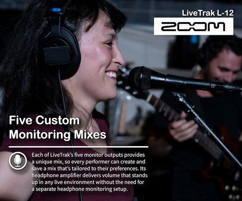 Zoom LiveTrak L-12 Digital Mixer & Multitrack Recorder Bundle With Zoom ZDM-1 Podcast Dynamic Microphone, ZHP-1 Headphones, TPS-4 Tripod, Windscreen, XLR Cable in Saudi Arabia