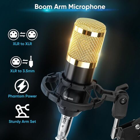 Rechargeable Audio Mixer for Gaming & Podcasting - 48V Phantom Power, Dual Mic Inputs, RGB Lighting, 1-Click Noise Cancel, Voice Changer, Plug & Play (W-11) in Kuwait