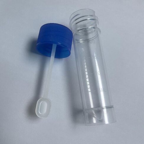 أكواب العينات ذات الأغطية: 50pcs قابلة للتخلص من البراز حاوية مع غطاء ملعقة - 25 مل زجاجة قارورة متدرجة للبلاستيك لاستخدام المختبر in Saudi Arabia