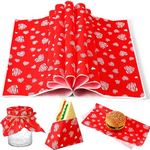 Marspark 100 ورقة قوس وردي Wax Paper Coquette Ribbon Bowknot لف 11.4 × 11 بوصات جميلة من الأنسجة الوردية الورق لساندويتش البرغر تغليف شحنة للاختلاف لحفل زفاف عيد ميلاد النزهة in Saudi Arabia