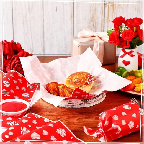 Marspark 100 ورقة قوس وردي Wax Paper Coquette Ribbon Bowknot لف 11.4 × 11 بوصات جميلة من الأنسجة الوردية الورق لساندويتش البرغر تغليف شحنة للاختلاف لحفل زفاف عيد ميلاد النزهة in Saudi Arabia