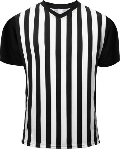 Men's Referee Shirt V Neck Umpire Jersey Black Short Sleeve Ref Shirt Costume for Men Women Football Soccer in Saudi Arabia
