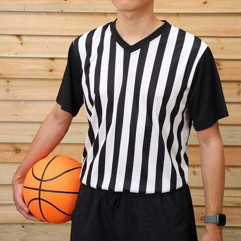 Men's Referee Shirt V Neck Umpire Jersey Black Short Sleeve Ref Shirt Costume for Men Women Football Soccer in Saudi Arabia