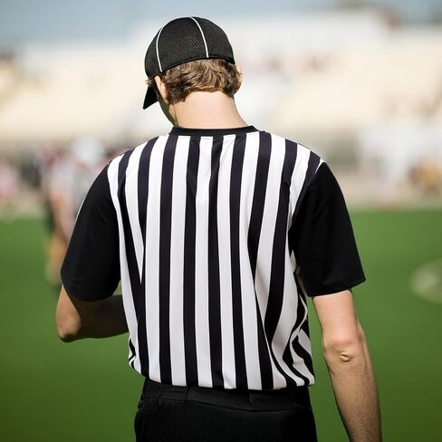 Men's Referee Shirt V Neck Umpire Jersey Black Short Sleeve Ref Shirt Costume for Men Women Football Soccer in Saudi Arabia