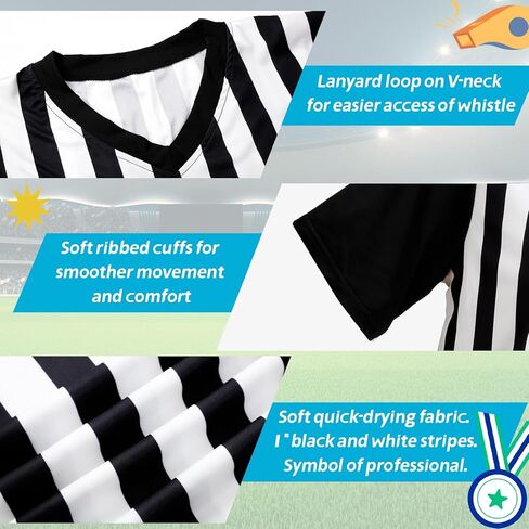Men's Referee Shirt V Neck Umpire Jersey Black Short Sleeve Ref Shirt Costume for Men Women Football Soccer in Saudi Arabia