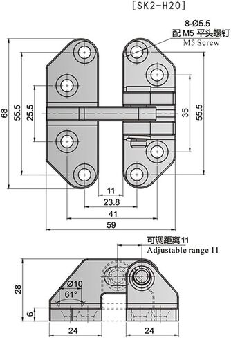 SK2-H20 Stainless Steel 316 Butt Hinge for Sliding Door Zinc Alloy Lifting Yacht Hinge 1Pcs in Saudi Arabia