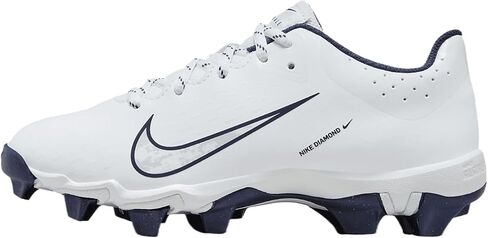 Nike Hyperdiamond 4 Keystone Big Kids' Softball Cleats (FZ0919-103, White/Pure Platinum/Midnight Navy) Size 5 in Saudi Arabia