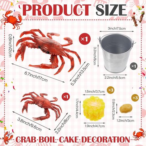 13 Pcs Crawfish Boil Party Supplies Fake Crawfish Party Decorations Lobster Cake Toppers Plastic Crayfish Potato Corn Metal Pail for Lobster Theme Birthday Festival Potluck in Saudi Arabia