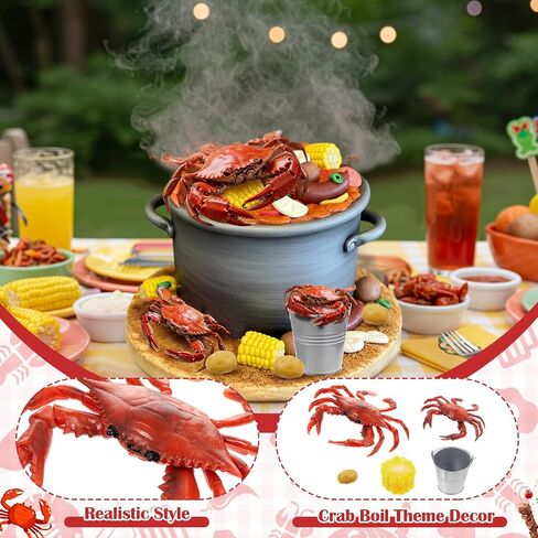 13 Pcs Crawfish Boil Party Supplies Fake Crawfish Party Decorations Lobster Cake Toppers Plastic Crayfish Potato Corn Metal Pail for Lobster Theme Birthday Festival Potluck in Saudi Arabia