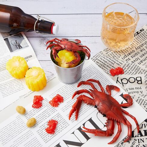 13 Pcs Crawfish Boil Party Supplies Fake Crawfish Party Decorations Lobster Cake Toppers Plastic Crayfish Potato Corn Metal Pail for Lobster Theme Birthday Festival Potluck in Saudi Arabia