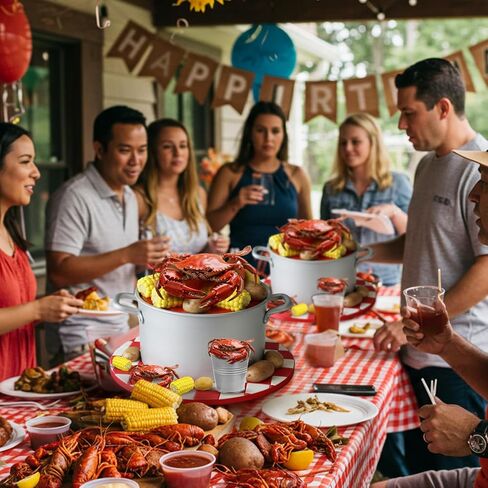 13 Pcs Crawfish Boil Party Supplies Fake Crawfish Party Decorations Lobster Cake Toppers Plastic Crayfish Potato Corn Metal Pail for Lobster Theme Birthday Festival Potluck in Saudi Arabia