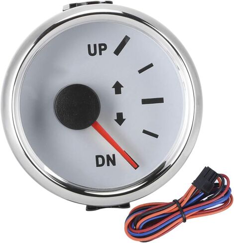 Boat Marine Trim Gauge 52mm/2in UP-DN Boat Gauges Set 0-190ohm Trim Tilt Indicator Red Backlight (White Dial Silver Frame) in Saudi Arabia