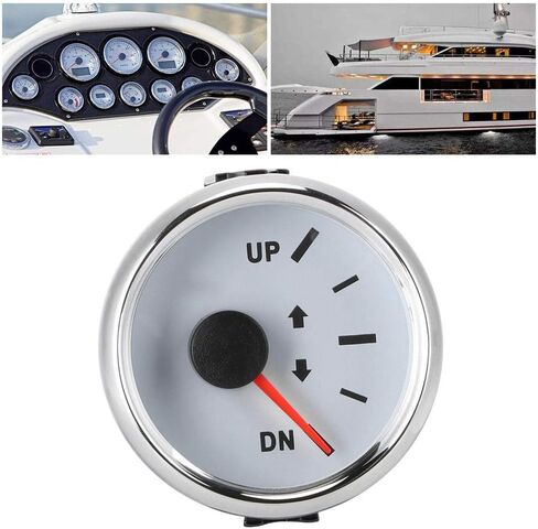Boat Marine Trim Gauge 52mm/2in UP-DN Boat Gauges Set 0-190ohm Trim Tilt Indicator Red Backlight (White Dial Silver Frame) in Saudi Arabia
