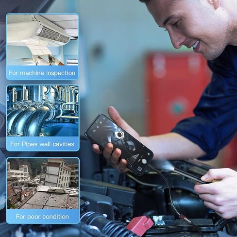 كاميرا منظار المنظار مع الضوء ، 9.8 قدم IP67 Camera Borescope Inspection مع 6 مصابيح LED وكابل الأفعى شبه الصلبة ، HD متوافق مع Android/iOS ، فحص أنابيب السباكة ، أدوات للرجال in Saudi Arabia