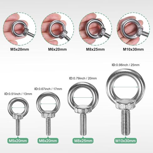 10 مجموعات غير قابلة للصدأ موبولت m8x30mm رفع الكتف الترباس العين مع غسالات المكسرات الذكور المسمار خيط الخيط in Saudi Arabia