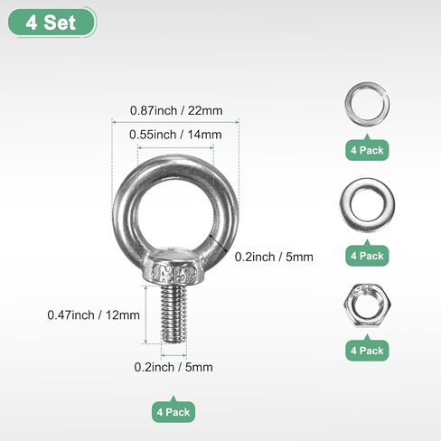10 مجموعات غير قابلة للصدأ موبولت m8x30mm رفع الكتف الترباس العين مع غسالات المكسرات الذكور المسمار خيط الخيط in Saudi Arabia