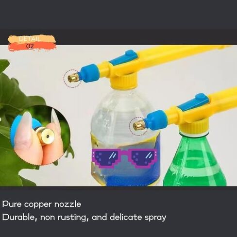 2pcs ضغط زجاجة رذاذ الضغط - رؤوس بخاخ حديقة يدوي يدويًا لنباتات الري - تناسب زجاجات المشروبات البلاستيكية القياسية - ضباب قابل للتعديل لفوهة رش الطائرات للاستخدام الداخلي والخارجي in Kuwait