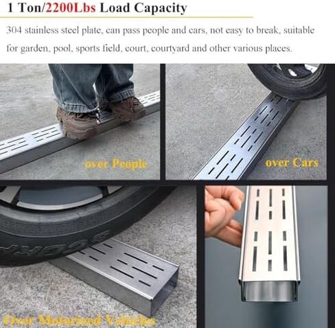 Stainless Steel Linear Floor Trench Drains - 5-Pack Metal Channel Grate Covers for Driveways, Patios & French Drain Systems - Durable, Corrosion-Resistant Drainage Solution in Saudi Arabia