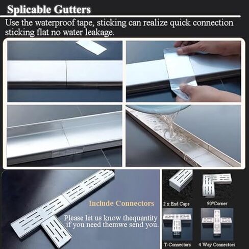 Stainless Steel Linear Floor Trench Drains - 5-Pack Metal Channel Grate Covers for Driveways, Patios & French Drain Systems - Durable, Corrosion-Resistant Drainage Solution in Saudi Arabia