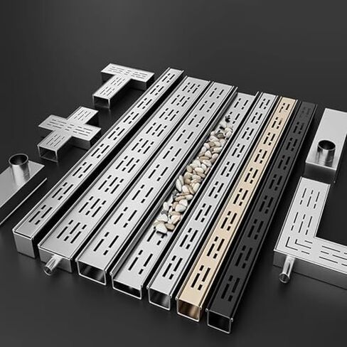 Stainless Steel Linear Floor Trench Drains - 5-Pack Metal Channel Grate Covers for Driveways, Patios & French Drain Systems - Durable, Corrosion-Resistant Drainage Solution in Saudi Arabia