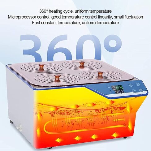 Scientific Digital Thermostatic Lab Water Bath, Stainless Steel Inner Tank Electric Heating Thermostatic Porous Water Bath, 6.7L /14L/22L Capacity, 360° Cycle Heating (6 Holes) in Saudi Arabia
