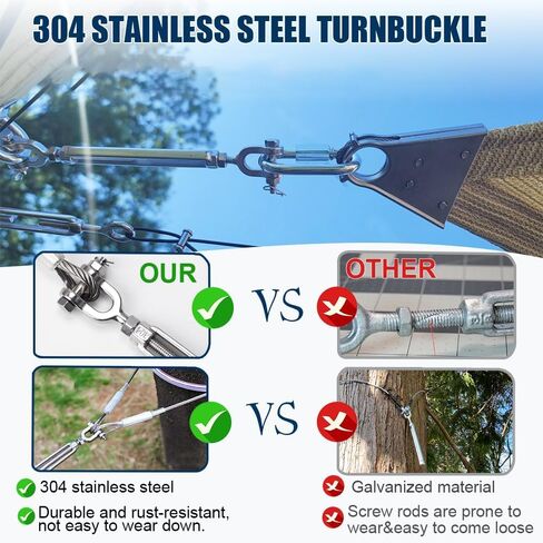 50FT 3/16" Wire Rope Kit, 3/16" Stainless Steel Cable with 2 Pcs 1/4 Turnbuckle, Wire Rope Clamp& Thimble, 7X19 Strands Aircraft Cable, 3700lbs Breaking Strength for Zipline, Deck Railing in Saudi Arabia