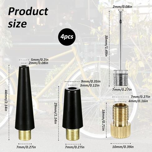 Ball Pump Needle Set Needle Nozzle Adapter Tire Pump Adapter Brass Bike Pump Adapters Balloon Inflatable Toys Nozzle for Inflatables, Sport Balls, Bicycles,Bike and Inflator Adapter Kit 4pcs in Saudi Arabia