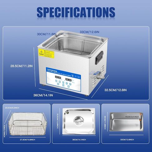 Professional Stainless Steel Heated Ultrasonic Cleaner Machine for Jewelry Glasses Watch Straps Dentures Carburetor Circuit Board Mouth Guard Precision Small Parts Cleaning Equipment (1.3L) in Saudi Arabia