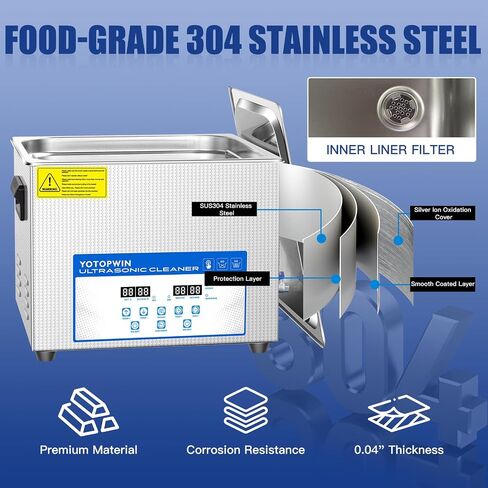 Professional Stainless Steel Heated Ultrasonic Cleaner Machine for Jewelry Glasses Watch Straps Dentures Carburetor Circuit Board Mouth Guard Precision Small Parts Cleaning Equipment (1.3L) in Saudi Arabia
