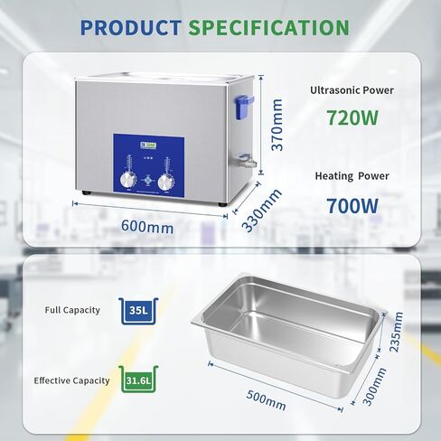 DK SONIC Industrial Ultrasonic Cleaner 37L,720W Commercial Sonic Cleaner with Encoded Timer,Heater&Basket, Multiple Functions for Carburetors, Motorcycle Engines, Chains in Kuwait