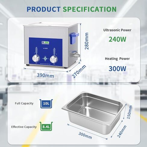 DK SONIC Industrial Ultrasonic Cleaner 37L,720W Commercial Sonic Cleaner with Encoded Timer,Heater&Basket, Multiple Functions for Carburetors, Motorcycle Engines, Chains in Kuwait