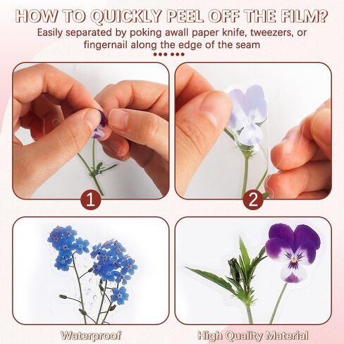 Transparent Flower Stickers for Scrapbooking, 80Pcs Self-Adhesive Nature Plant Floral Stickers, Colorful Clear Press Flower Sticker for Scrapbooking Journaling Laptops DIY Craft Daily Planner in Saudi Arabia