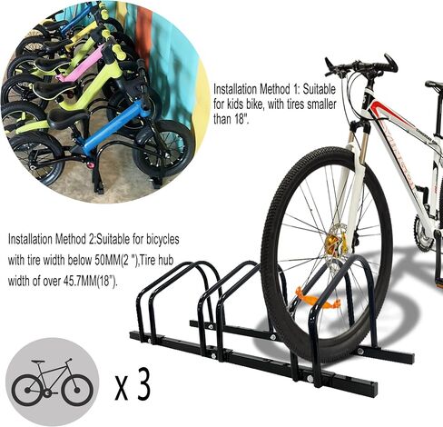 XINYI Bike Racks For Garage, 3 Bikes Stand For Garage Floor，Indoor/Outdoor bike Storage,Bicycle parking rack,Front/back Bike Stand For Mountain, Road And Kids Bikes in Saudi Arabia