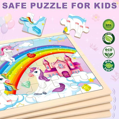 Wooden Puzzles for Kids Age 3 4 5 Year Old, 4 Pack 24 Pcs Toddler Jigsaw Puzzles for Girl Boy Geography Space Activities Preschool Learning Educational Birthday Gift Travel Autistic Wooden Toys in Kuwait