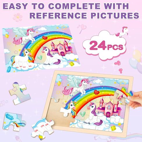 Wooden Puzzles for Kids Age 3 4 5 Year Old, 4 Pack 24 Pcs Toddler Jigsaw Puzzles for Girl Boy Geography Space Activities Preschool Learning Educational Birthday Gift Travel Autistic Wooden Toys in Kuwait