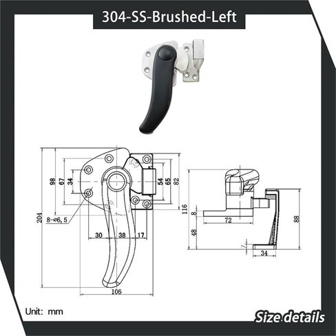 High and Low Convex Door S-Shaped Rotating Closed Handle 304 Stainless Steel 1Pcs(Brushed-Right) in Kuwait
