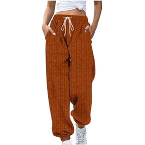 سروال صالة ساق عريضة للسيدات مع جيوب غير رسمية سروال بيجاما ناعم متماسك in Kuwait