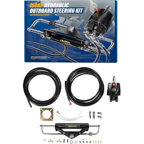 150HP Hydraulic Outboard Steering Kit Boat Marine System for Single Station, Single-Engine use Built-in Two-Way Lock Cylinder, Pump and High-Strength Nylon Hose in Saudi Arabia